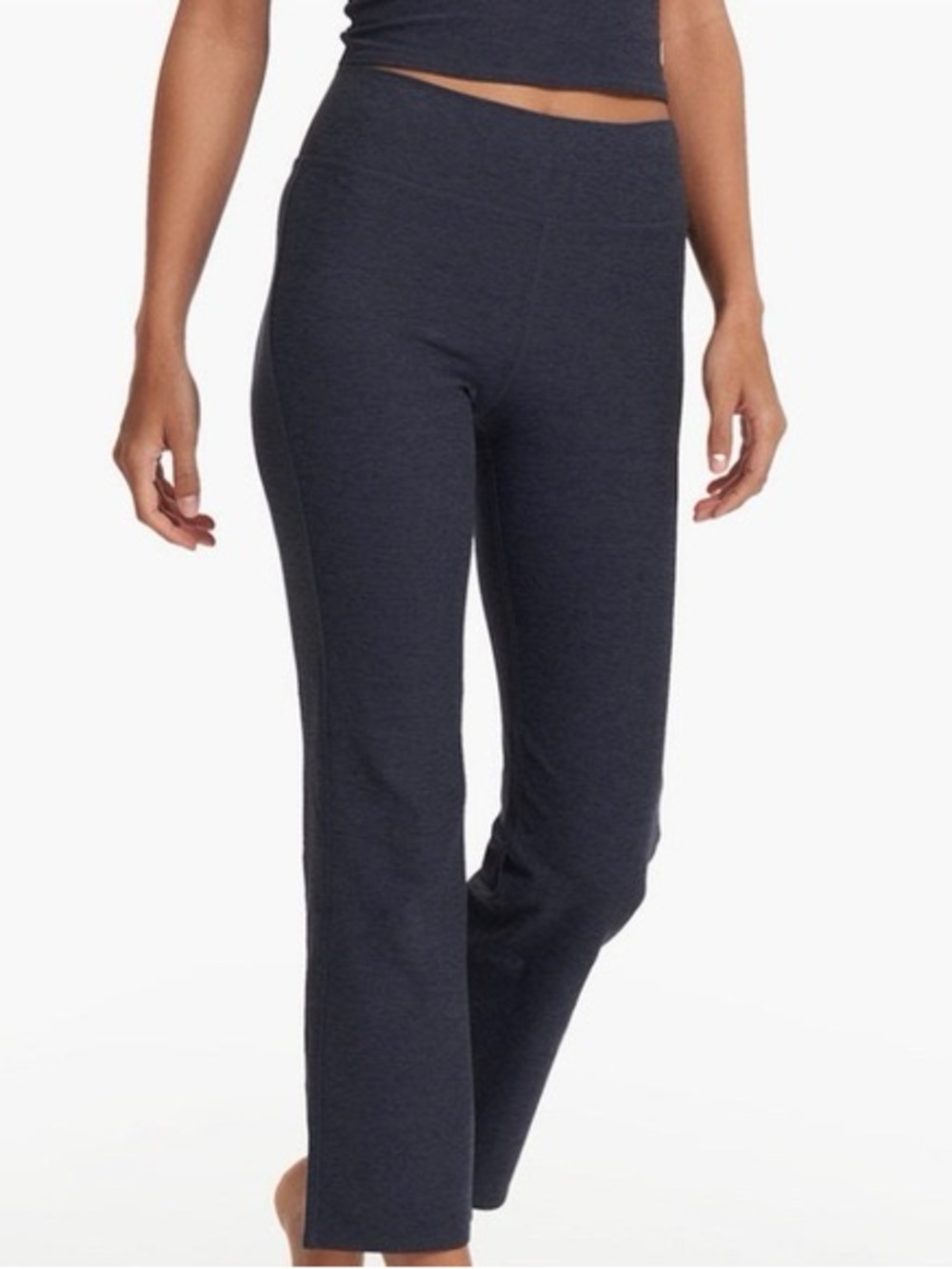Vuori Elevation Slim Bootcut Mid Rise Leggings in Navy Heather